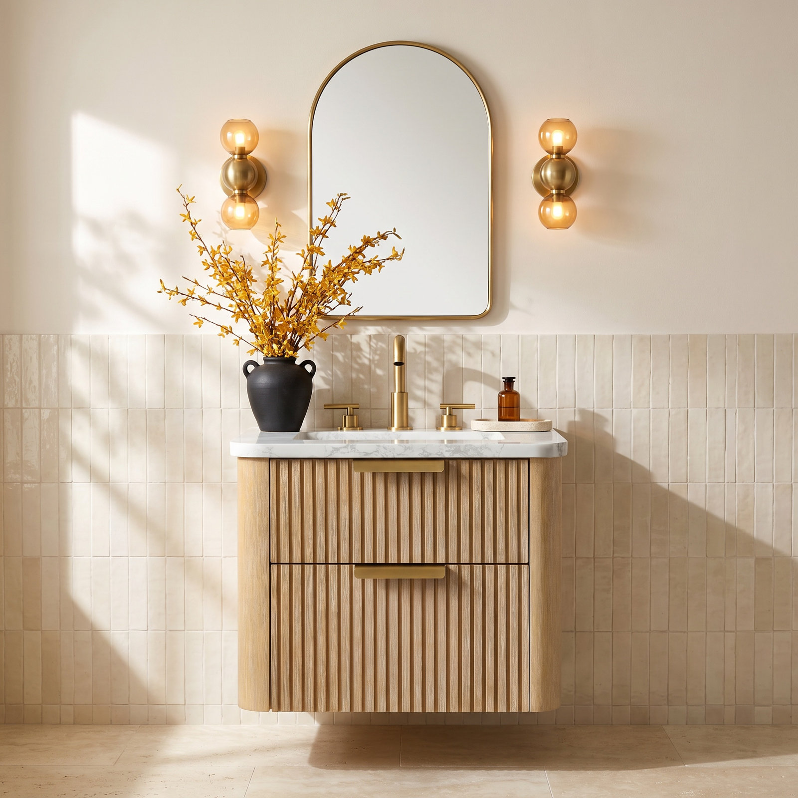 Liljan 24" Oak Single Bathroom Vanity, Classic Oak/Brushed Bronze