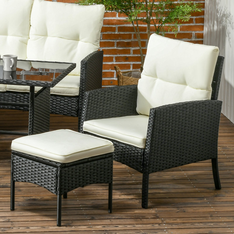 Leory Rattan Wicker 4 - Person Seating Group with Cushions