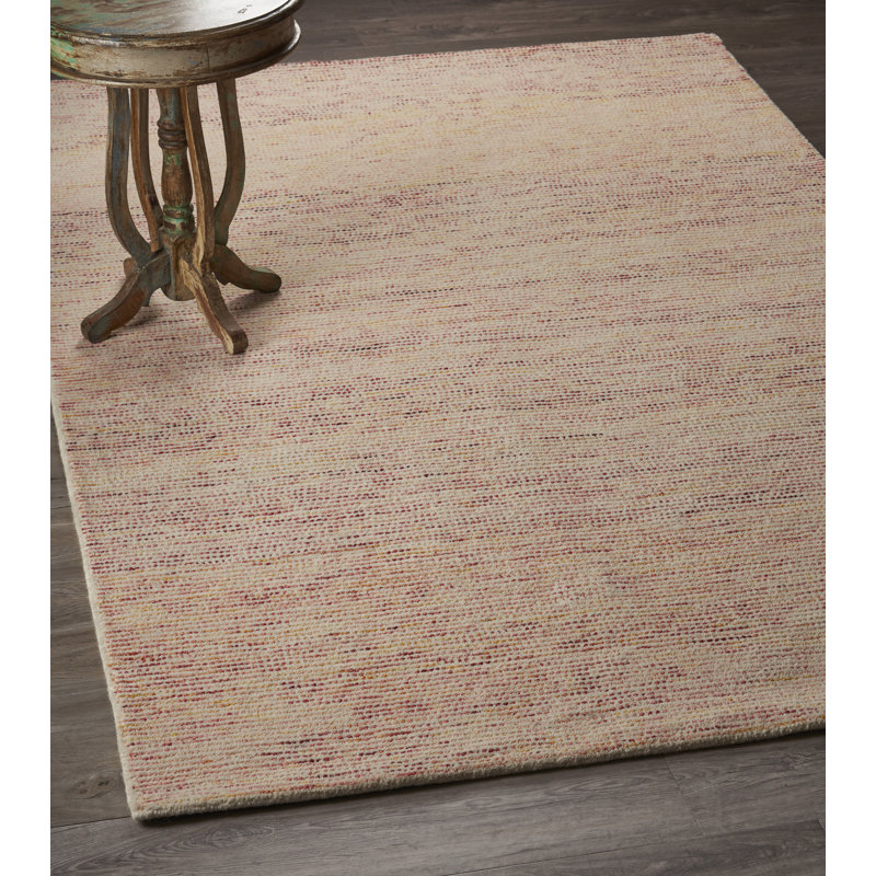 Tapis rouge / beige en laine crocheté à la main Dunbarton, Rectangle de 9 pi x 12 pi