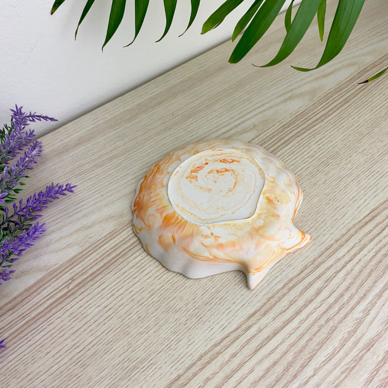 Shell Trinket Tray/ Soap Dish, Orange