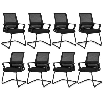 Inbox Zero Office Guest Chair Set Of 8 Conference Reception Chair W/ Lumbar Support & Sled Base