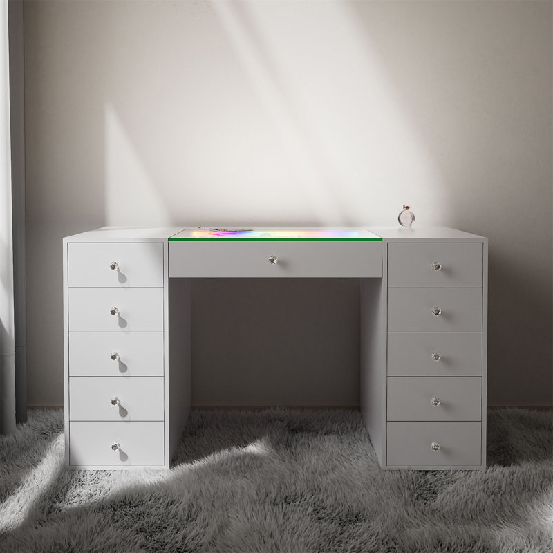 Meuble-lavabo 51,2 po avec bande lumineuse à DEL RVB