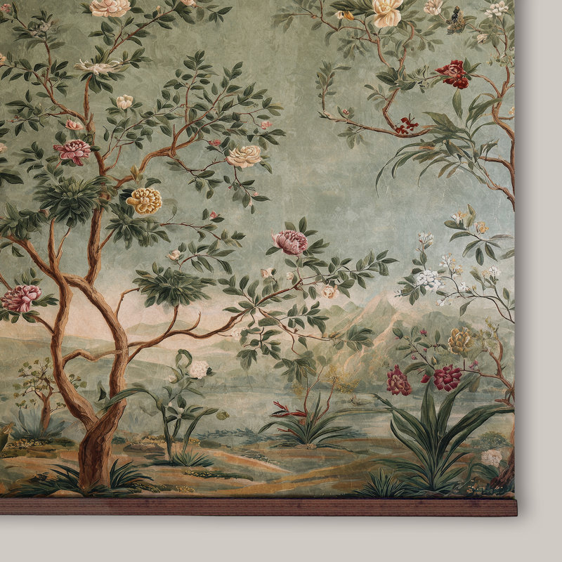 Tapestry, Extra Large Wall Art, Chinoiserie Tree of Life, Wall Hanging, 40" H x 60" W