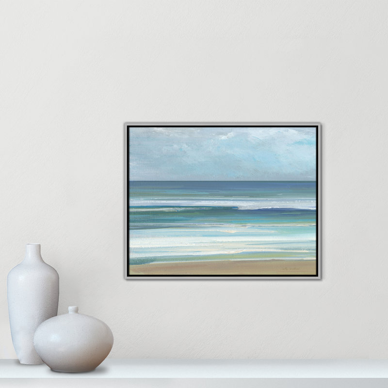 «Gentle Waves I» par Sally Swatland, Argent argent, H 23,5 po x l 29,5 po