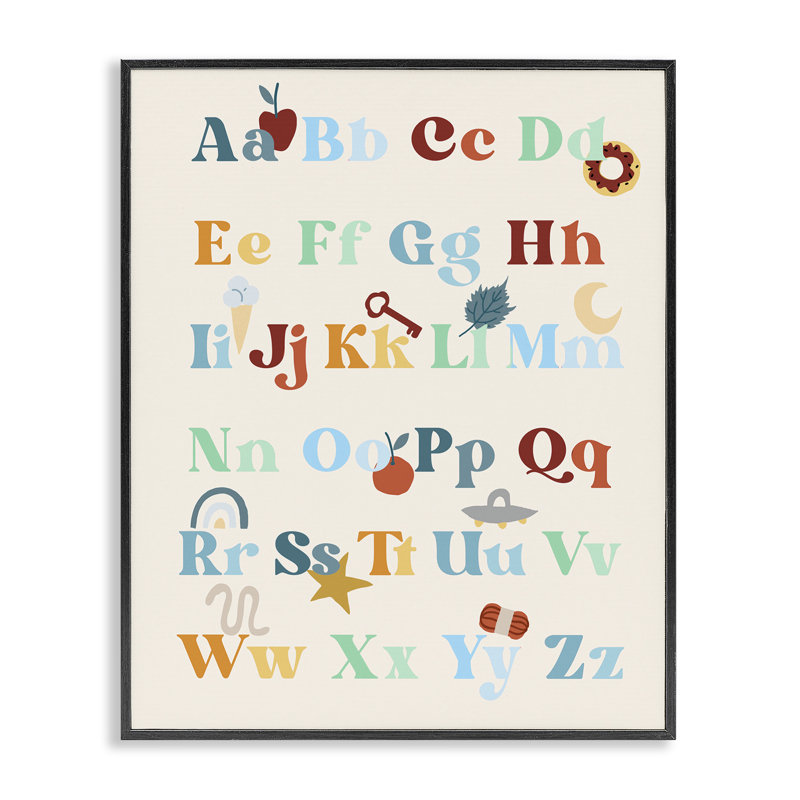 «Boy's Alphabet Charte», estampe numérique encadrée par Daphne Polselli, Giclée encadrée noir minuit, H 20 po x l 16 po