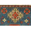 Tapis Kazak 4′ x 5′11″ en laine bleue, noué à la main, style tribal oriental