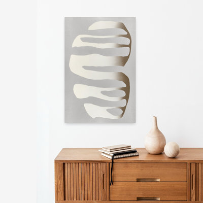 Organic Shapes And Neutral Tones Abstract Contemporary Elegant Landscape Nature Wall Art by Alma - Wrapped Canvas Print