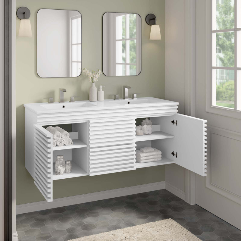 Meuble-lavabo mural 48 po Modway Render, Blanc, Blanc