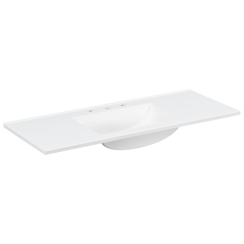 48" White Composite Bathroom Vanity Top with Integrated Sink, 3-Hole Pre-Drilled Rectangular Basin Countertop(only sink )