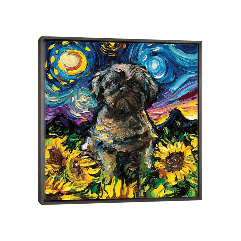 Reproduction d’art, « Shih Tzu Night II » par AJA, Pas de tapis, H 26 po x l 26 po x P 1,5 po