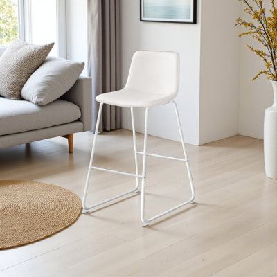 Chaise de bureau Hansel en polyuréthane / métal blanc, H 39,63 po x l 17,85 po x P 21,80 po