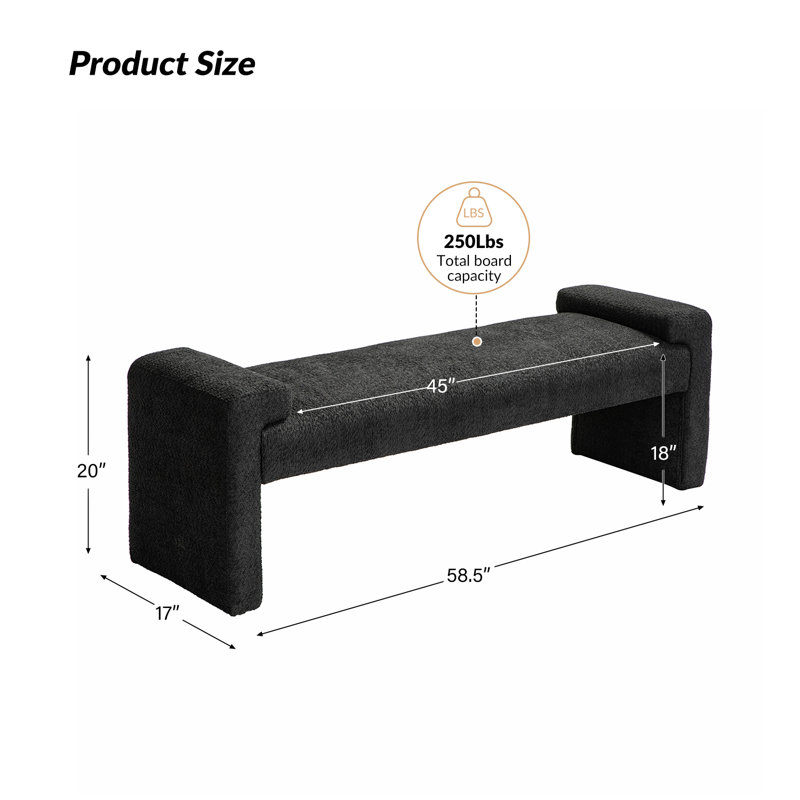 Arlesia Modern Upholstered Accent Bench, Black