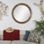 Miroir mural doré en bois de manguier avec détails perlés, 35 po x 2 po x 35 po