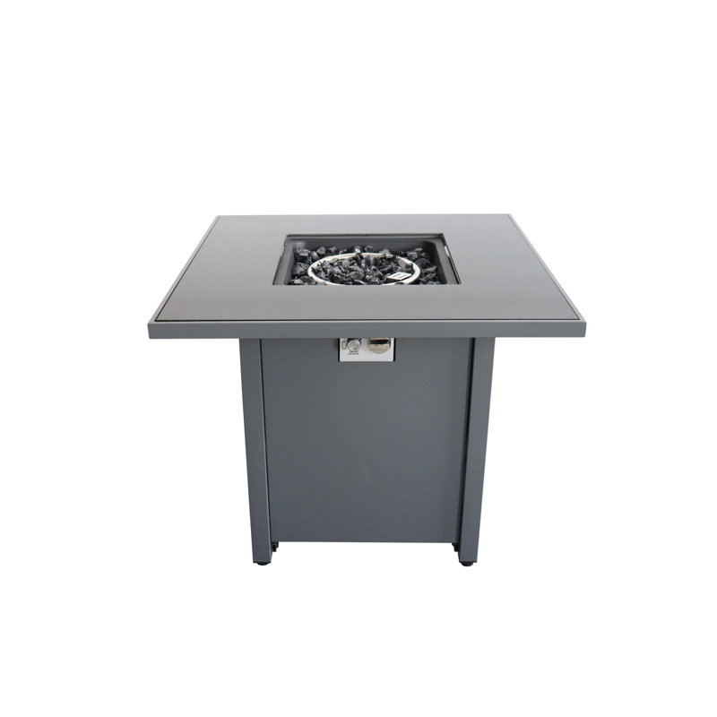 Steel Grey Outdoor Fire Pit (30") - 40000 , Propane And Natural Gas Options, Filler, Lid, Cover, Wind , Modern Fireplace 30 Inch In Gas, Outstanding