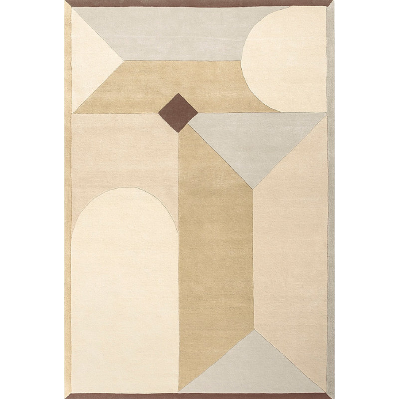 Piazza Wool Abstract Area Rug in Beige/Camel, Rectangle 5'7" x 7'10"
