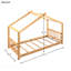 Lit plateforme simple avec tête de lit et pied de lit, conception de toit, naturel-1729038159