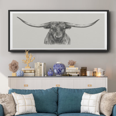 Longhorn Bull- Framed Canvas