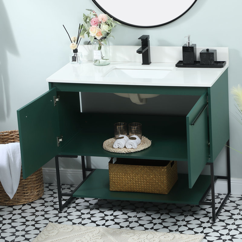 Ensemble de meuble-lavabo simple 40 po Rozell, Vert