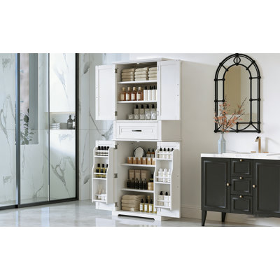 Bathroom Storage Cabinet With Multi-Functional Space, Adjustable Shelf, And Smooth Sliding Drawer