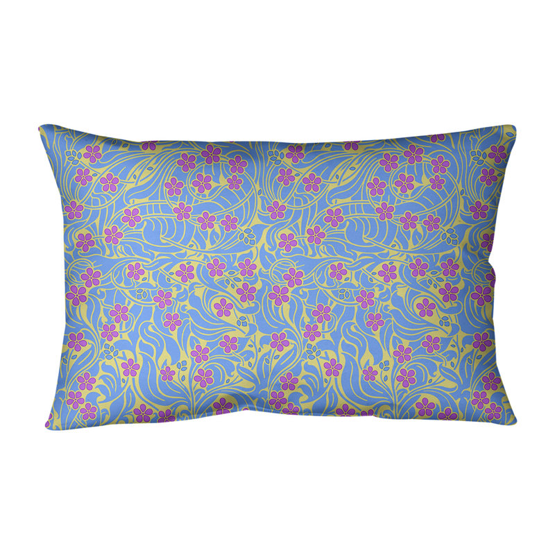 Coussin Katelyn Elizabeth, 16 po x 16 po, Jaune/Bleu/Mauve, Polyester/ Bourre en polyester