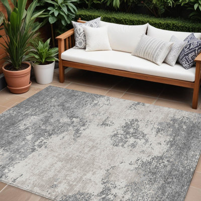 Tapis intérieur lavable abstrait gris et beige 9 pi x 12 pi
