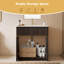 Meuble-lavabo sur pied de 76 cm (30 po) avec lavabo simple, portes cannelées et rangement, brun-505760989-506938084