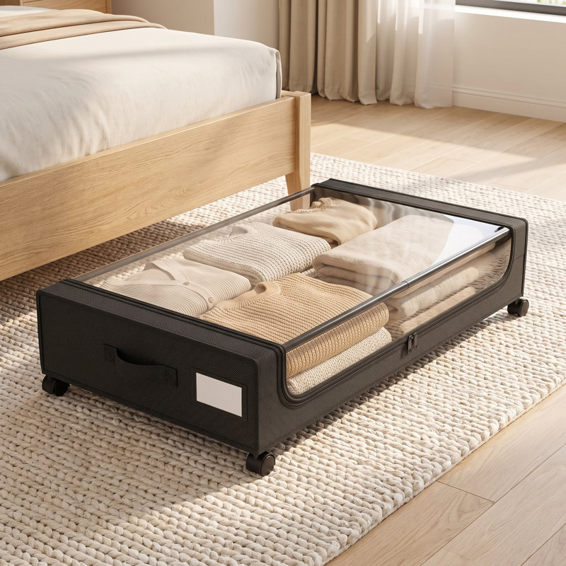 Under Bed Storage with Wheels Under Bed Storage Containers with Clear Lids Under Bed Storage Organizer for Blanket, Clothes, Shoes