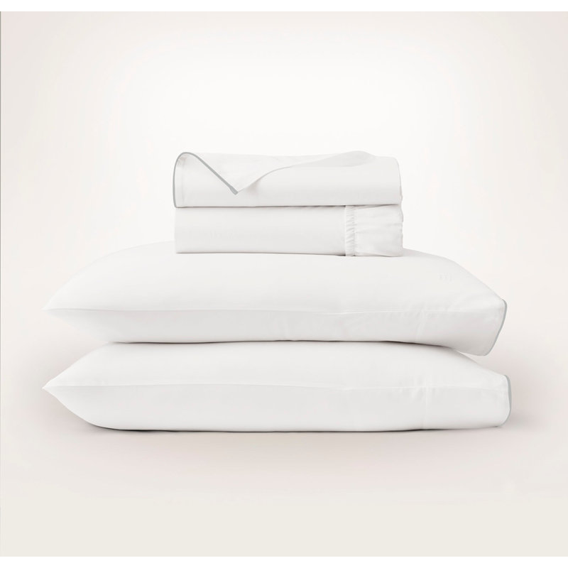 Signature Embellished Sheet Set, Twin XL Sheet Set with 3 Additional Pieces, White;Shore