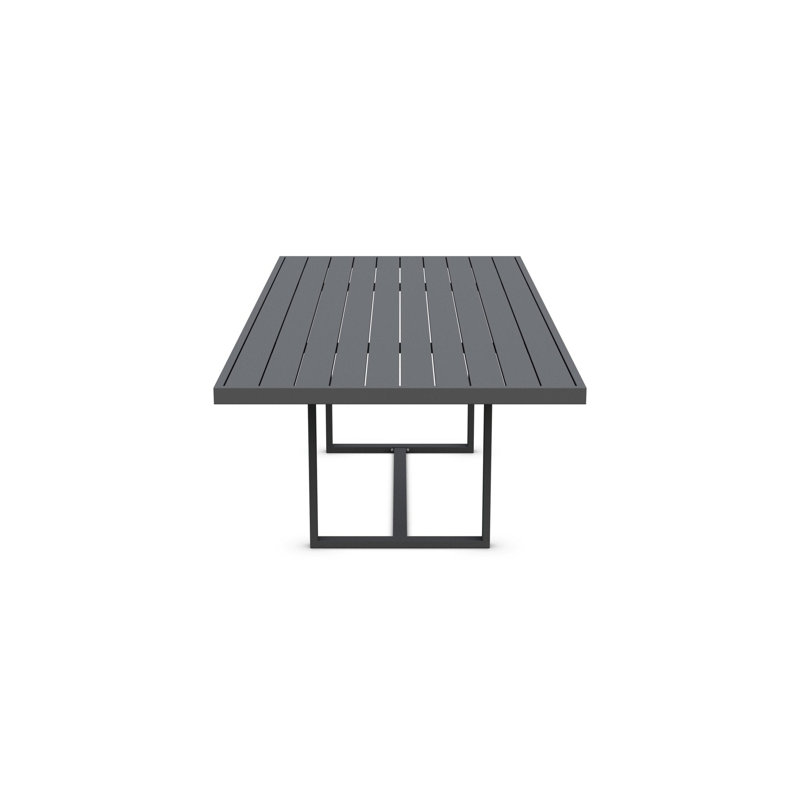 Pavia Power Coated Aluminum Dining Table, Matte Charcoal, 43.5" W x 96.06" L x 29.13" H