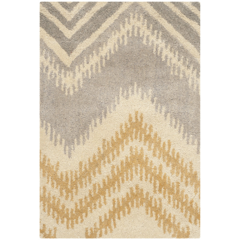 Raika Hand Tufted Wool Chevron Rug, Rectangle 2' x 3'