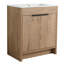 Meuble-lavabo autoportant moderne de 76 cm (30 po) en imitation chêne avec lavabo en céramique blanche et 2 portes à fermeture en douceur