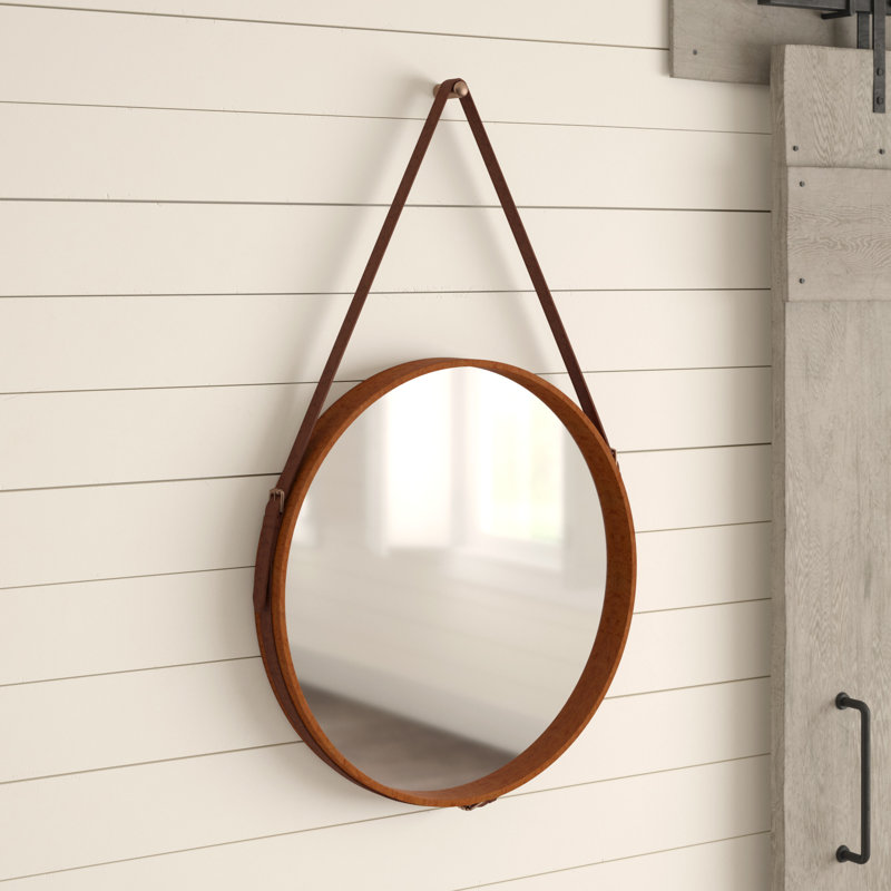 Miroir mural en cuir, 26 po x 26 po