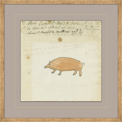 Pig - Mennonite Ledger Drawing Giclee Print