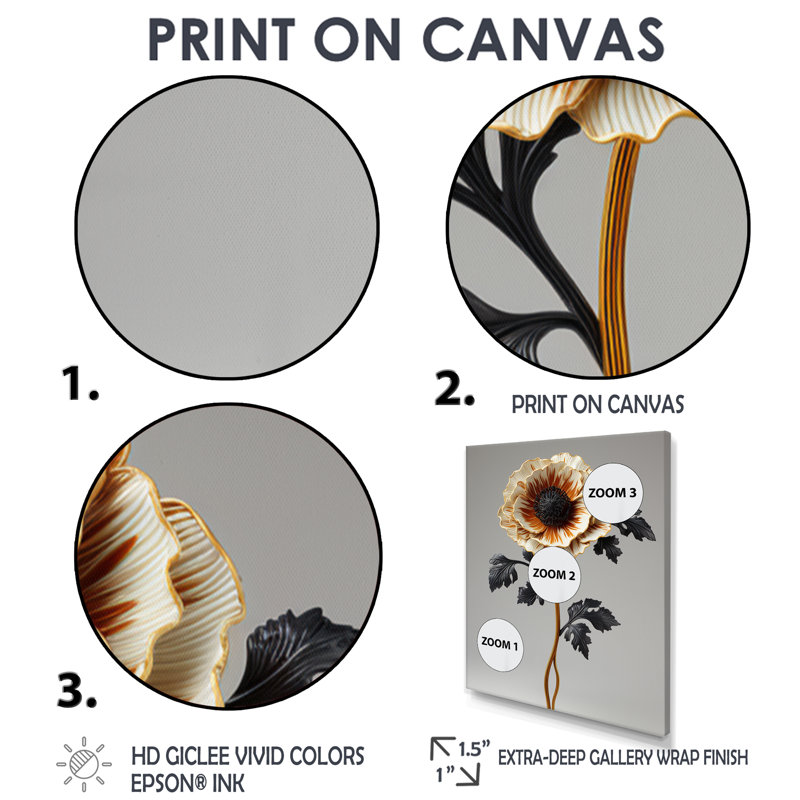 Simple coquelicot blanc - salon d'art mural coquelicot, Toile tendue, H 30 po x l 40 po