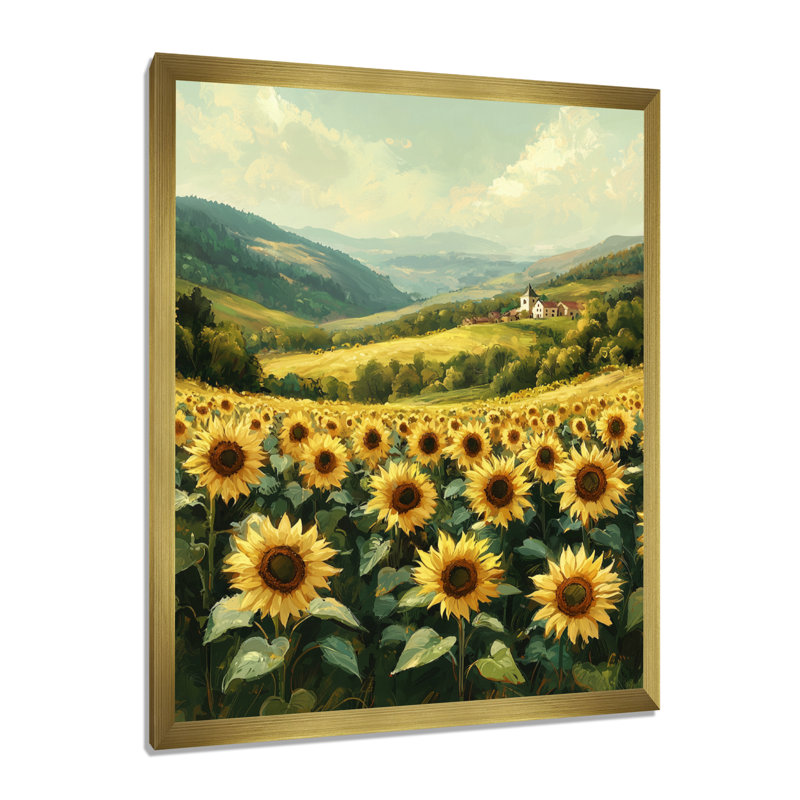 Disa - salon d'art mural floral, H 32 po x l 16 po, Reproduction encadrée d'une seule photo, Doré