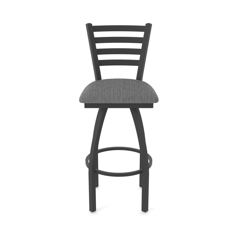 Tabouret pivotant Jackie, Noir froissé, Tabouret de bar (siège d'une hauteur de 30 po), Tissu - charbon graphique
