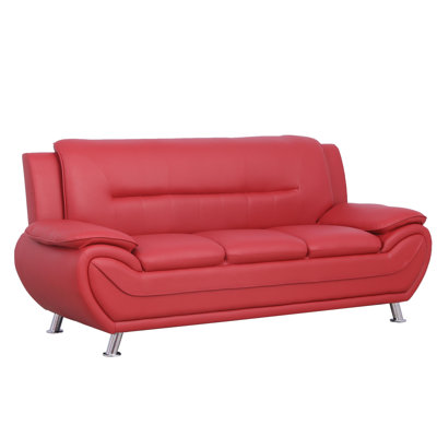 Mediha 78" Faux Leather Rolled Arm Sofa