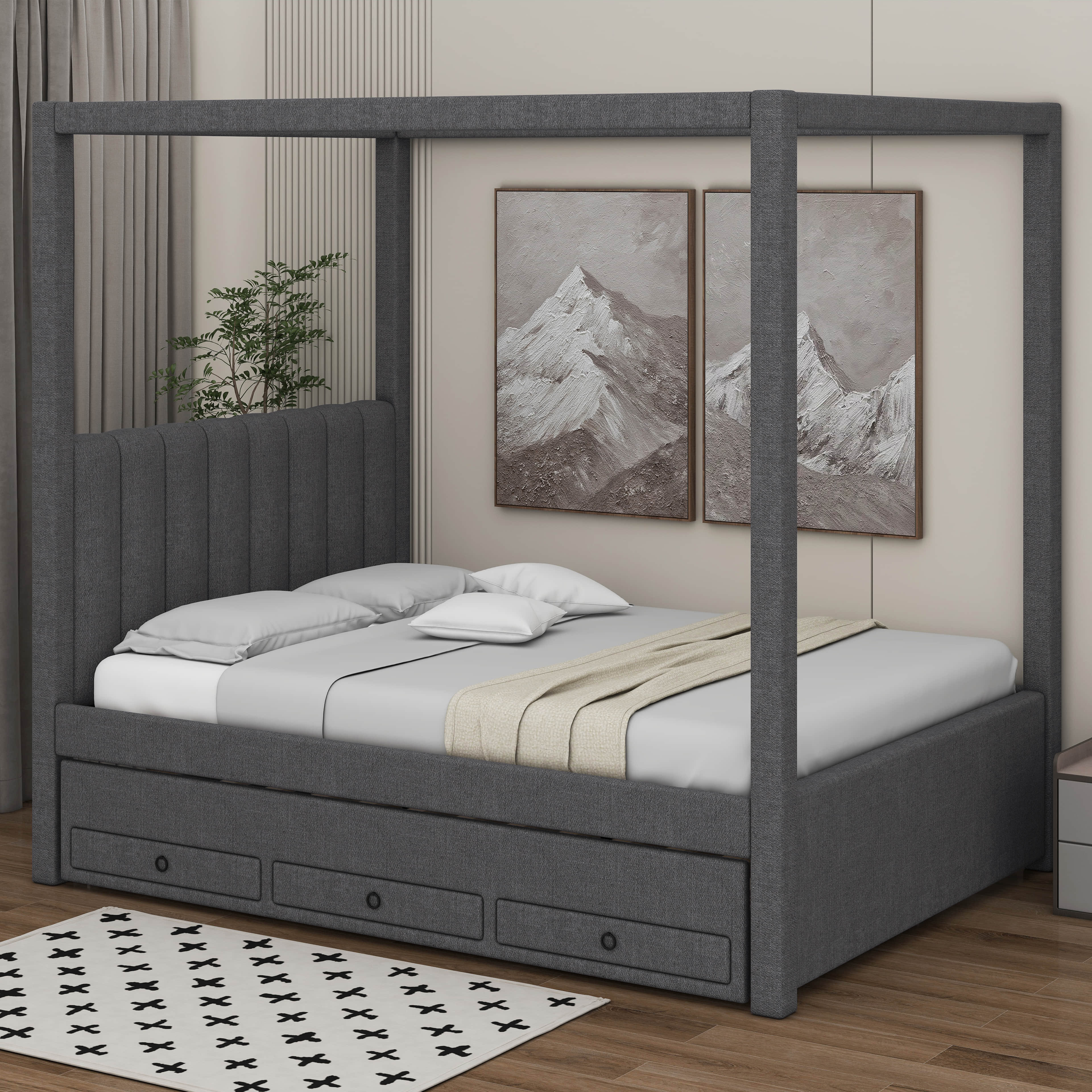 Latitude Run® Therasa Upholstered Canopy Storage Bed - Wayfair Canada