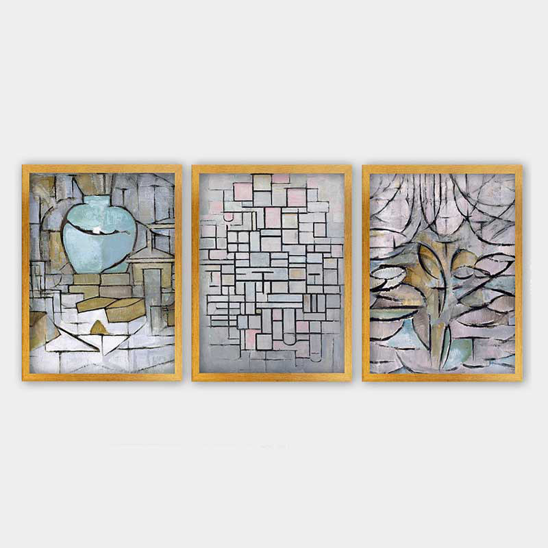 Superbe ensemble de peintures décoratives encadrées (3 pièces) de 21,7 po x 29,5 po chacune | Cadre 100% bois avec polystyrène de 0,8 pouce | Impression numérique UV | Parfait pour la décoration murale de salon, de bureau et de galerie