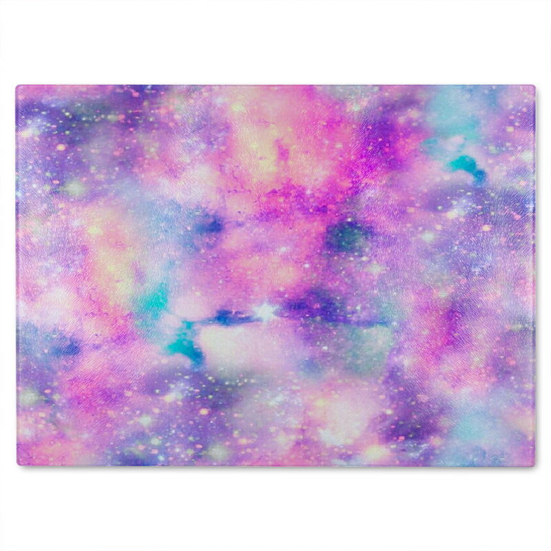 Starry Galaxy Print In Glass Chopping Board