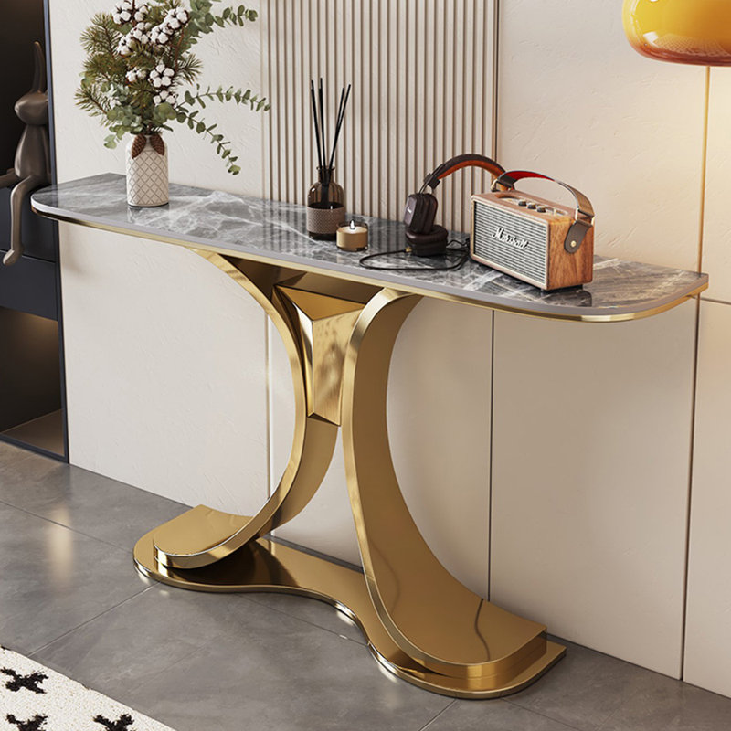 Console légère et luxueuse, Doré, H 31,5 po x l 47,2 po x P 11,8 po, Gris