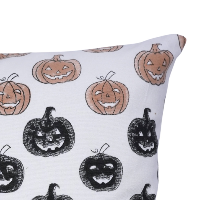 Taie d'oreiller à motif de citrouille en coton épais et blanc Fabividine, Motif de citrouille noir / brun