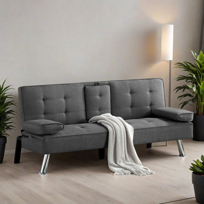 65.32" Wide Convertible Upholstered Reclining Sleeper Sofa Bed