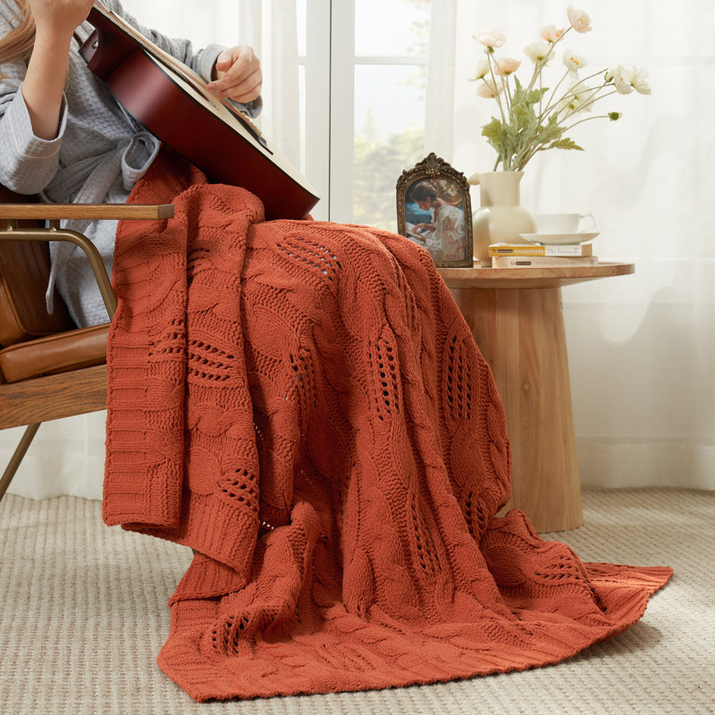 Jeté Elegant Chenille, L 60 po x L 80 po, Orange