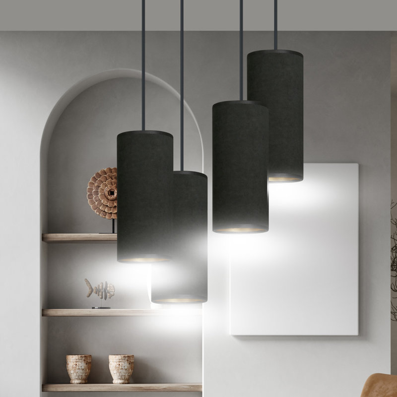 Ealidh 4 - Light Steel Cluster Pendant, Black
