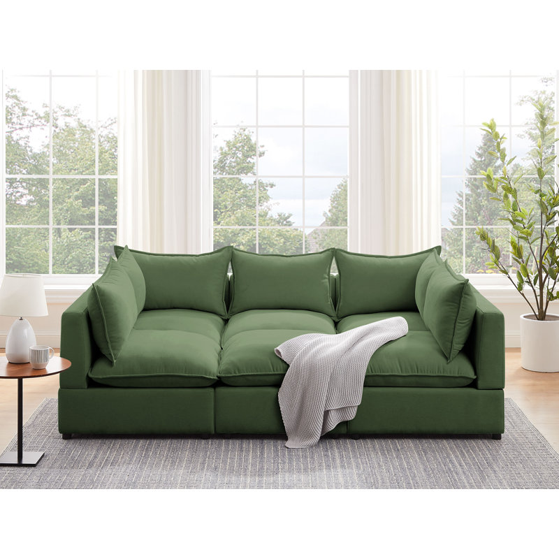 Shannai 94.5'' Modular Sofa, Green 100% Polyester