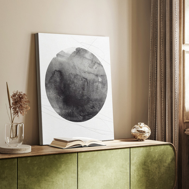 Graphite Moon I -Custom Wrapped Gallery Cavas