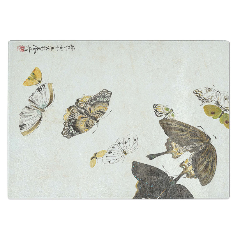 Tempered Glass Butterflies Chopping Board, 28.5 cm W x 20 cm L