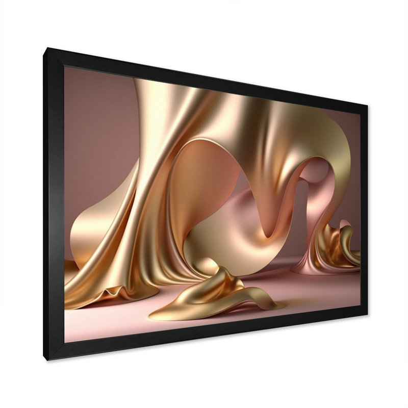 «Smooth Liquide Gold» dans de douces nuances d'or et de taup, Toile avec cadre photo noir, H 34 po x l 44 po x P 1,5 po