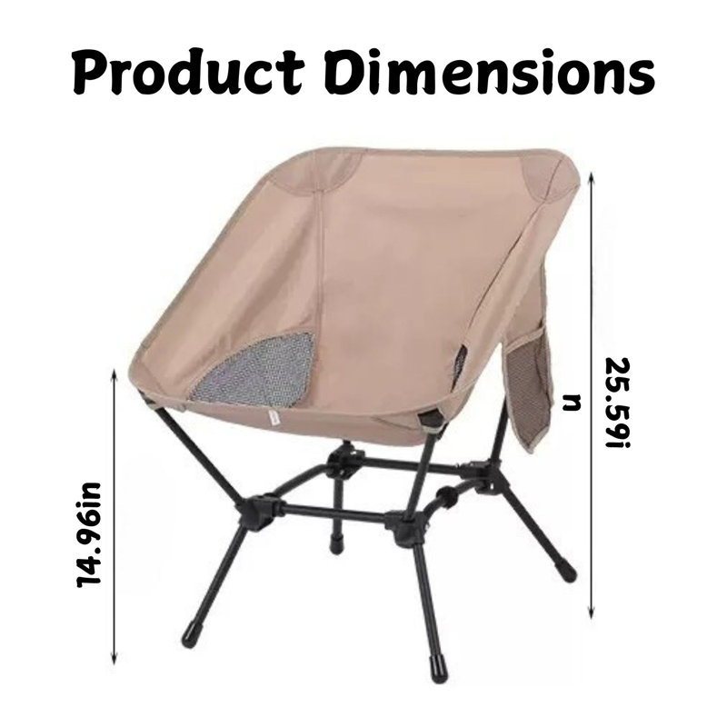 Chaise de camping avec poche latérale respirante, Kaki